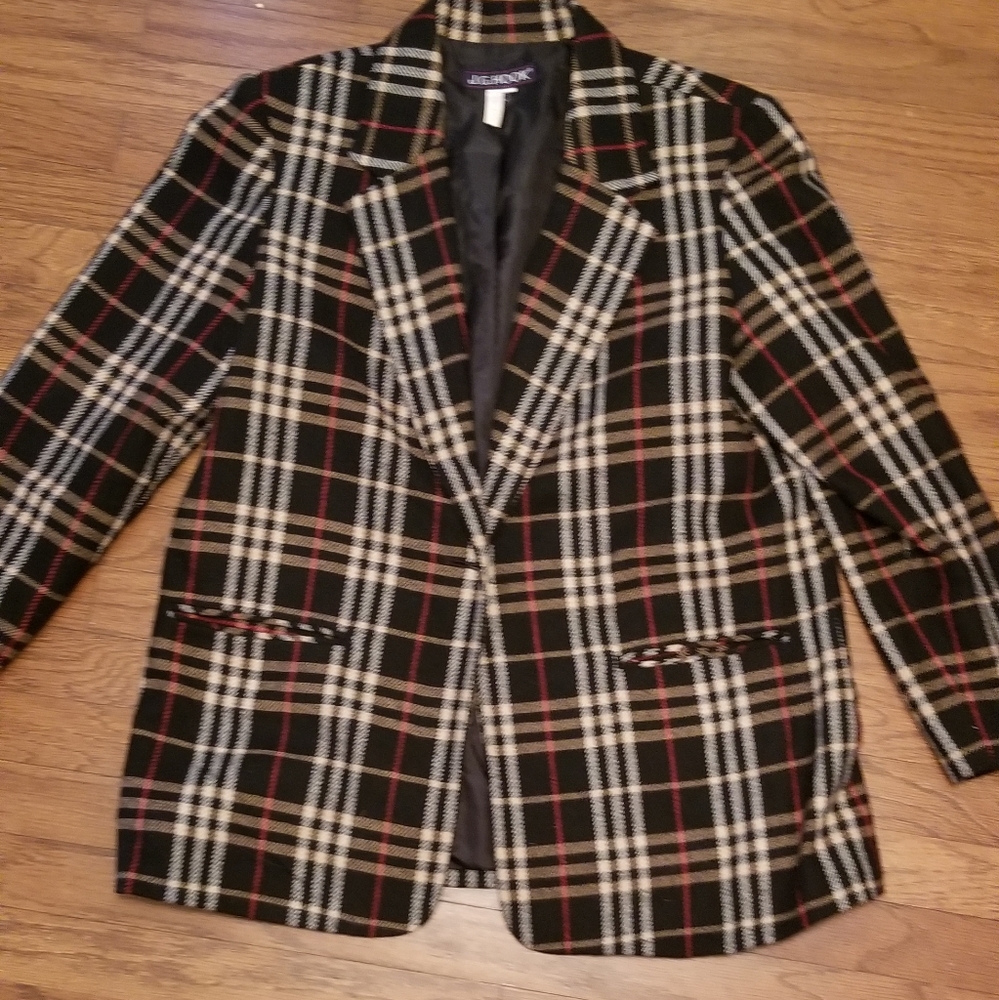 Vintage J.G. Hook blazer/jacket Size L Black plaid